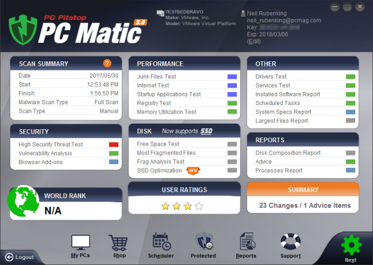  PC Matic 3.0 نتایج اسکن 